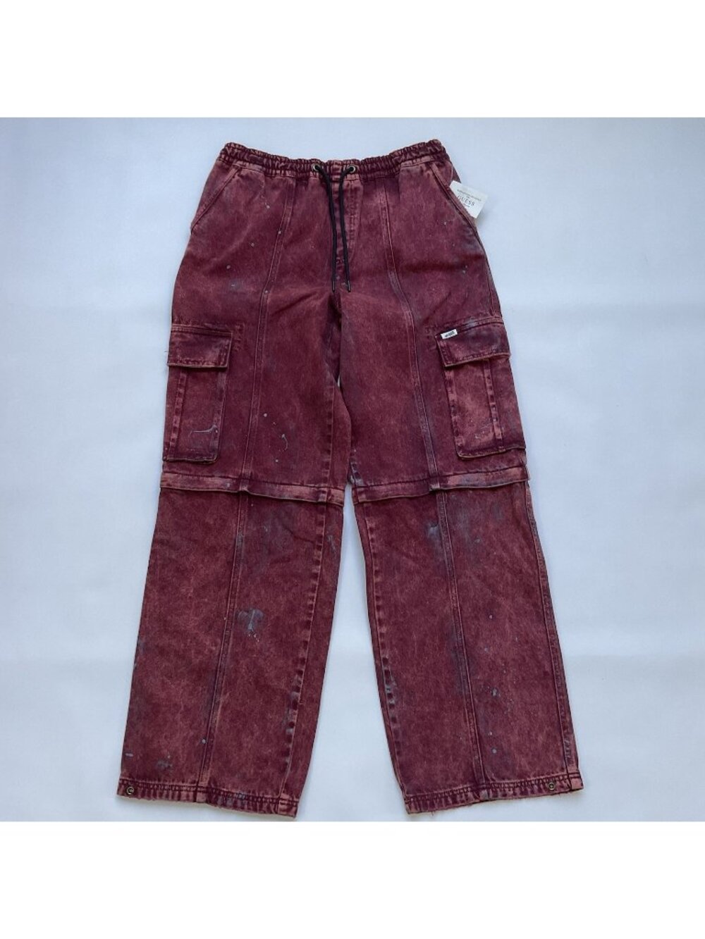 Guess Men’s Originals Relaxed Straight Leg Jeans Removable Legs In Red Size M